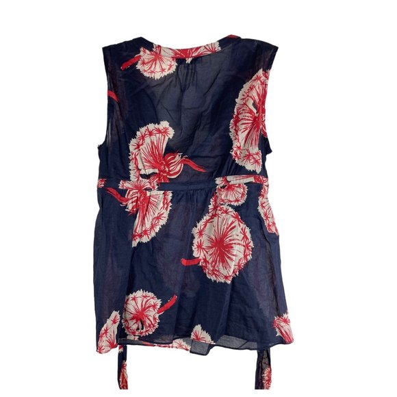 JENNIFER REALE DESIGN Gauzy Cotton Belted Blouse Top Sleeveless Women's size 12 - Picture 3 of 3